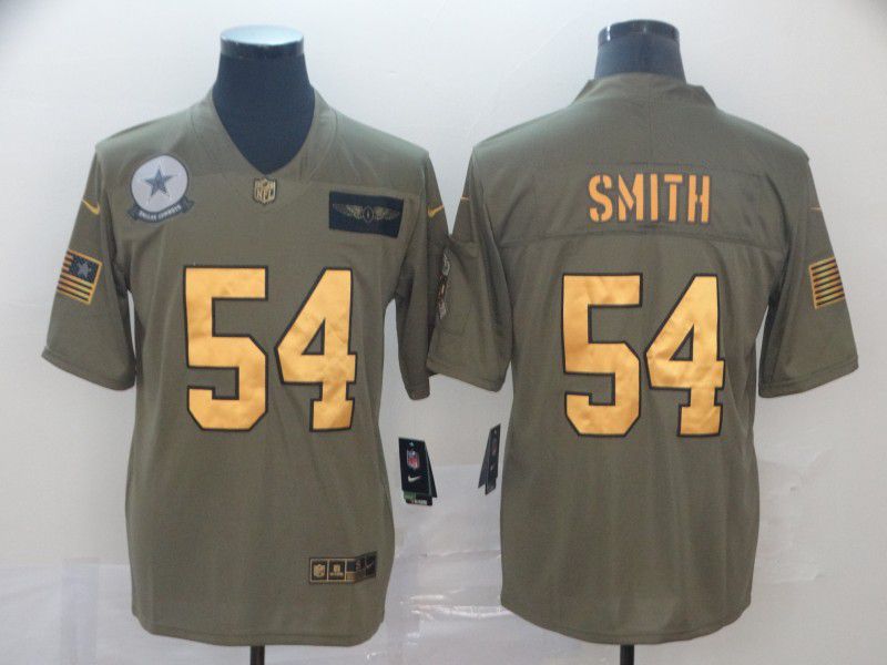 Men Dallas Cowboys #54 Smith Gold Nike Olive Salute To Service Limited NFL Jersey